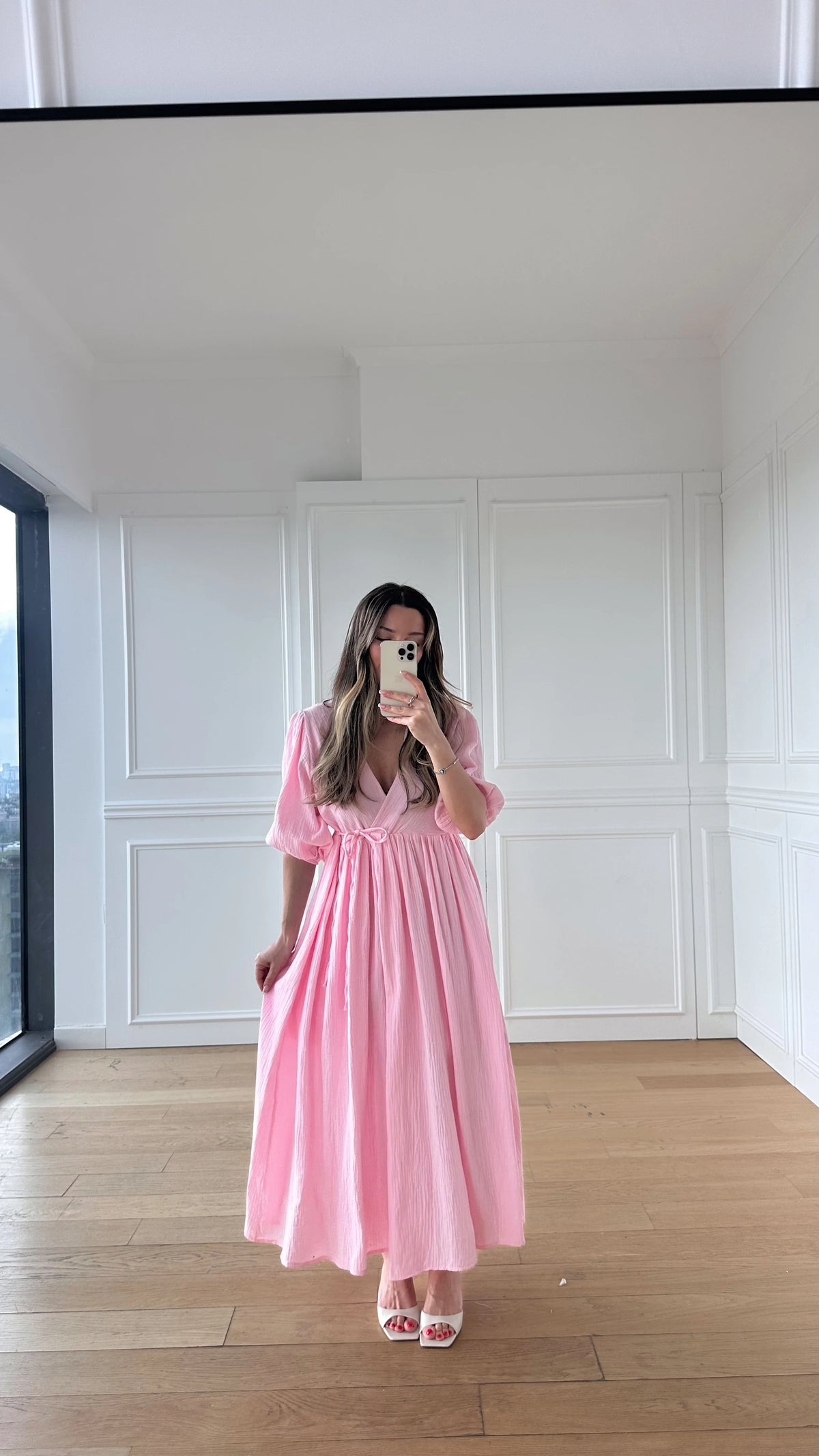 Müslin Kumaş Elbise - Pembe