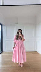 Müslin Kumaş Elbise - Pembe