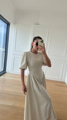 Emily Natural Premium Keten Elbise