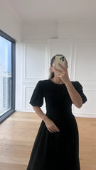 Emily Siyah Premium Keten Elbise