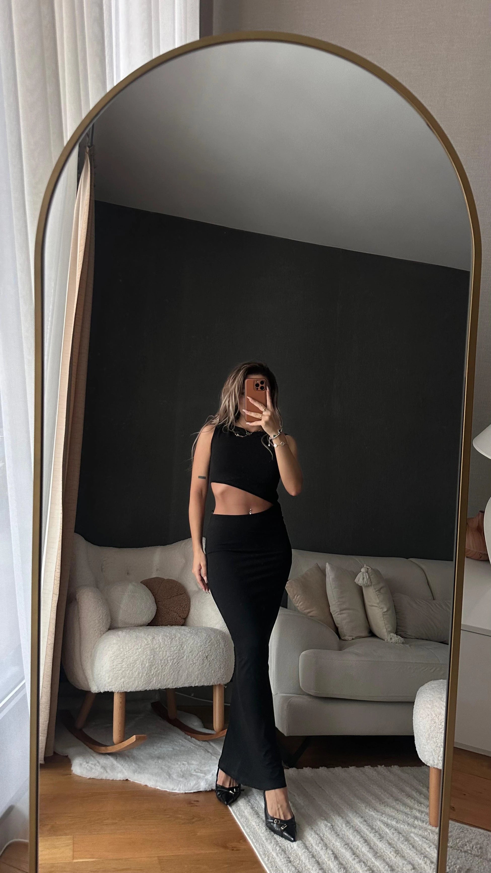 Cut-Out Siyah Elbise