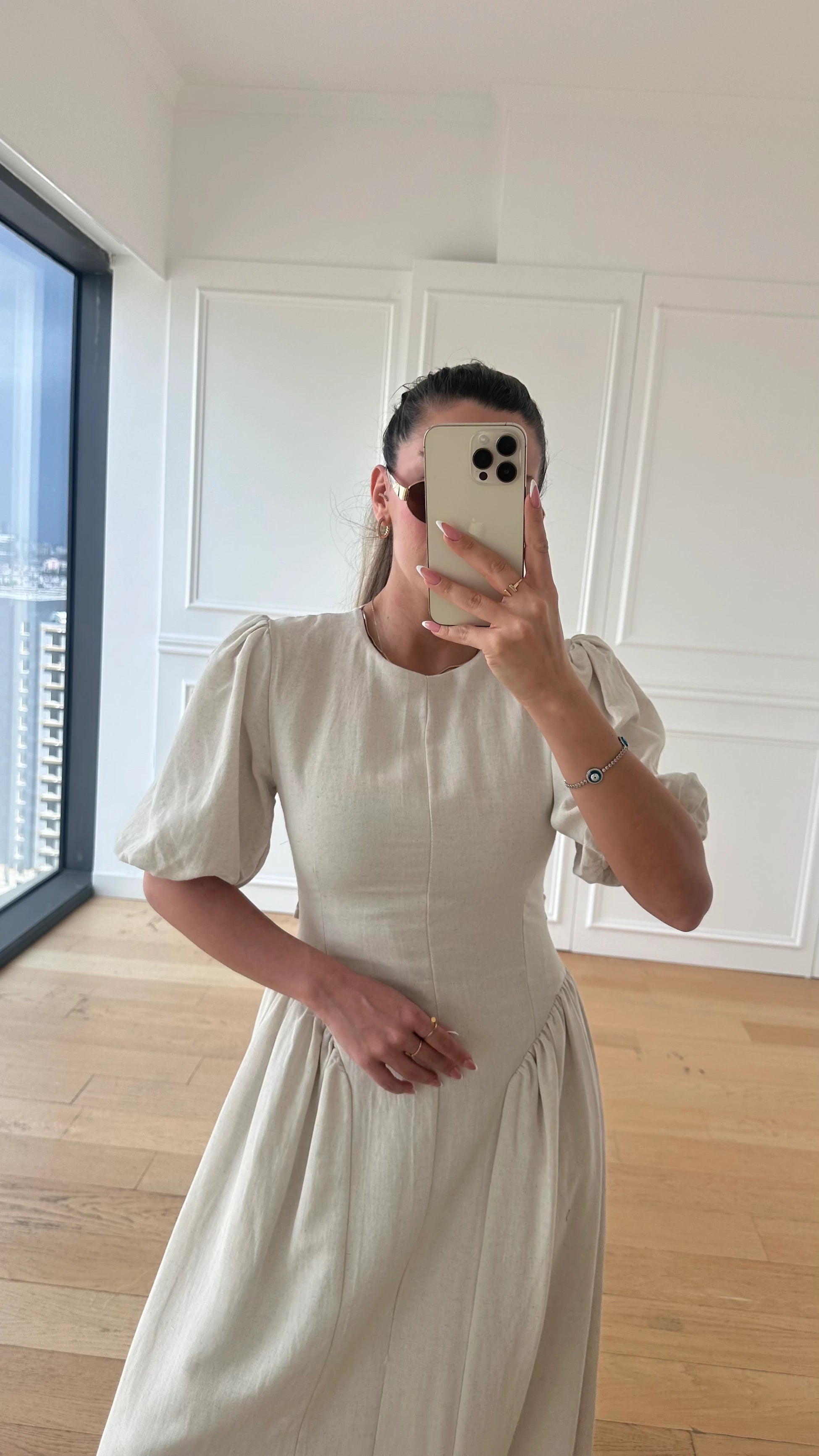 Emily Natural Premium Keten Elbise