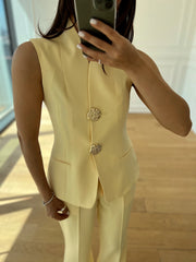 Emilie Sarı Yelek Pantolon Takım