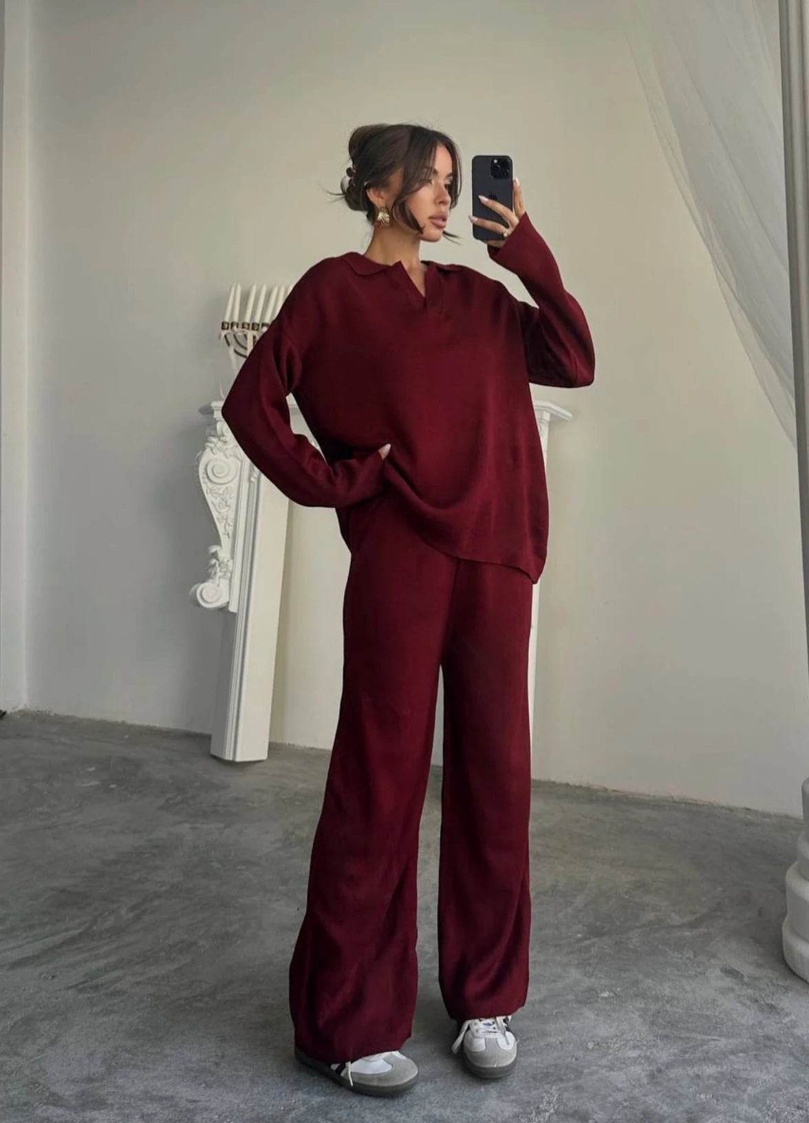 Bordo Triko V Yaka Takım