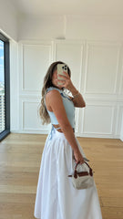 Beyaz Yırtmaç Detaylı Etek