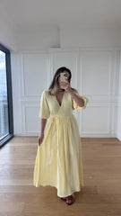 Müslin Kumaş Elbise - Sarı