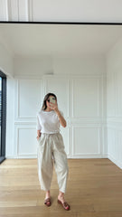 Keten Çizgili Balon Pantolon