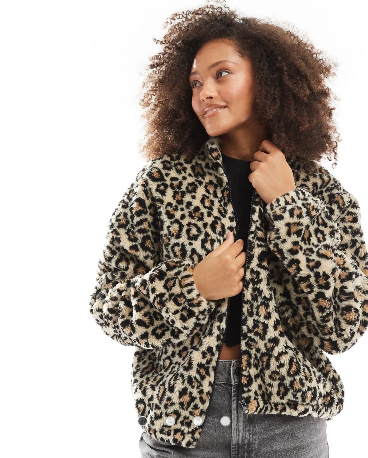 Orj Marka As Leopar Desenli Peluş Mont