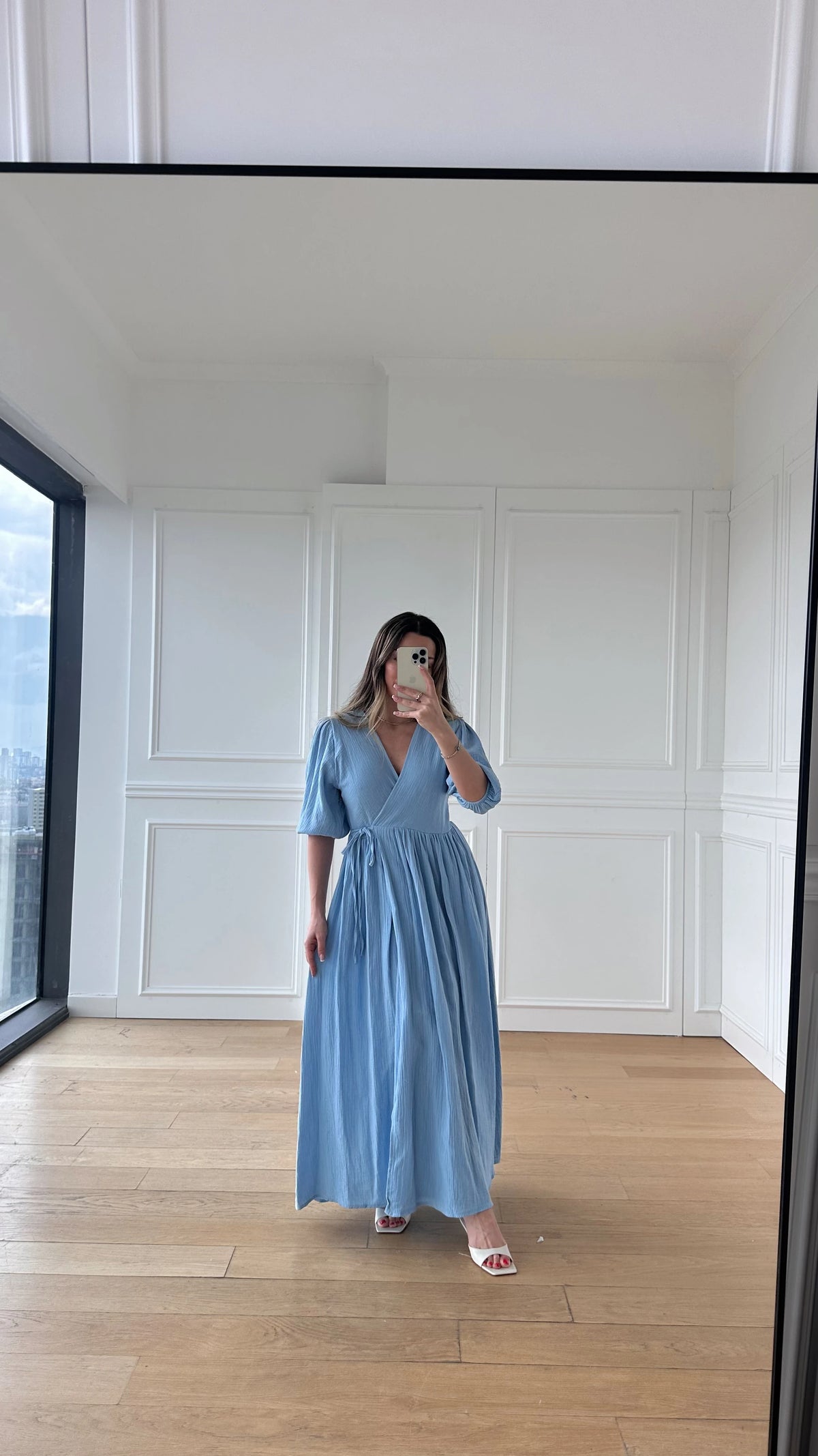 Müslin Kumaş Elbise - Mavi