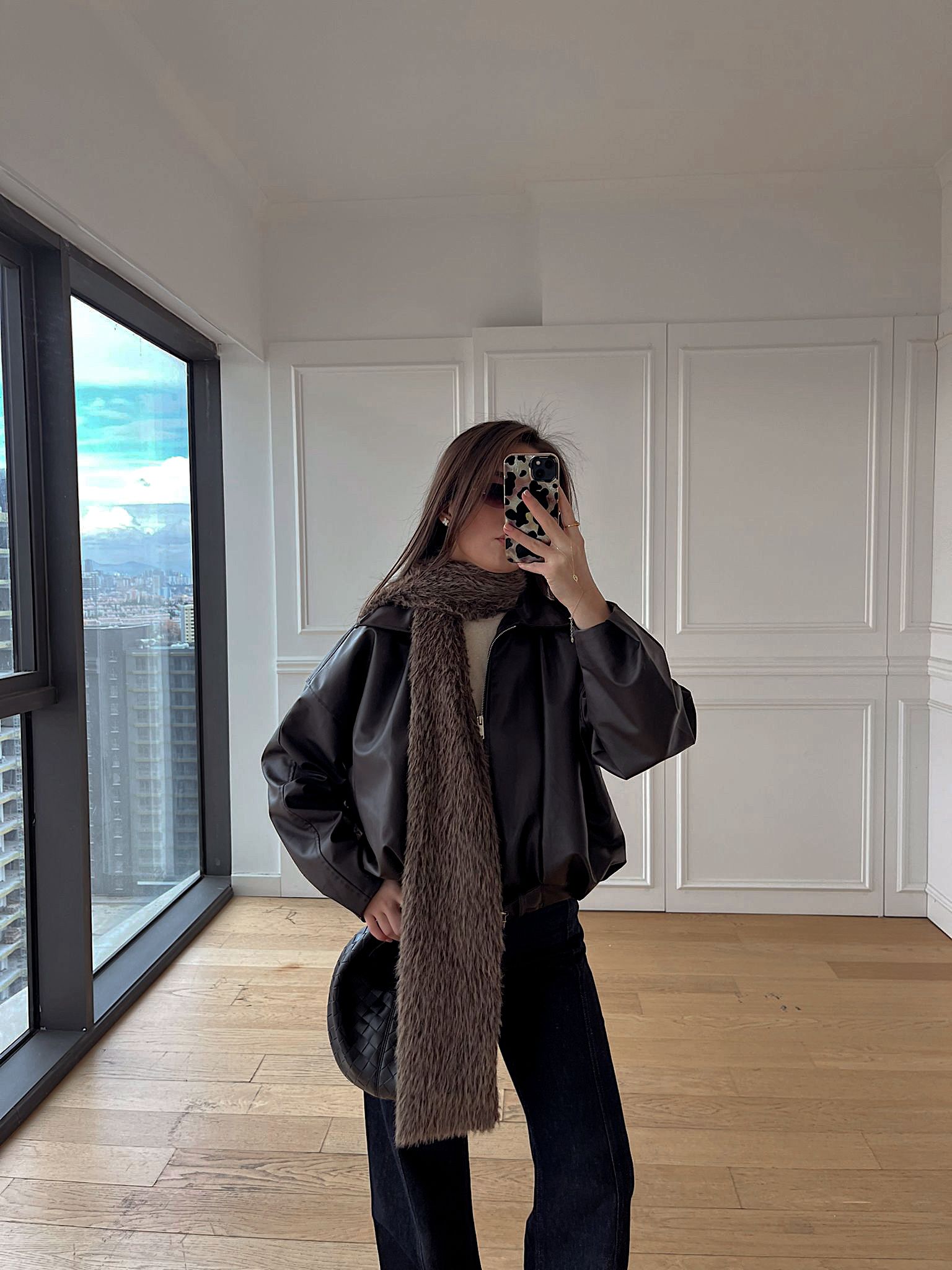 Brsk Kahverengi Deri Bomber Ceket