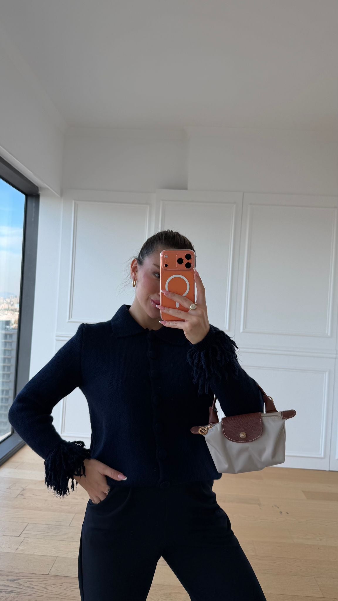 Kolları Püskül Detaylı Hırka - Lacivert