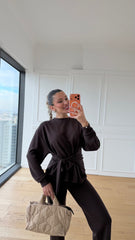 Ms Modal Bağlama Detay Takım - Kahverengi