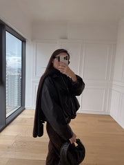 Brsk Siyah Deri Bomber Ceket