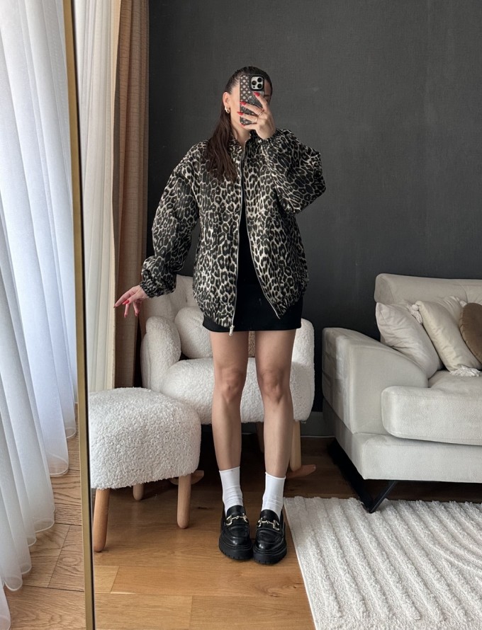 Leopar Desenli Oversize Ceket - ONZE