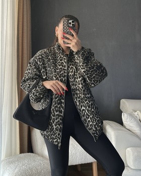 Leopar Desenli Oversize Ceket