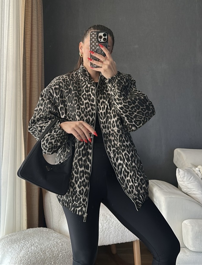 Leopar Desenli Oversize Ceket - ONZE